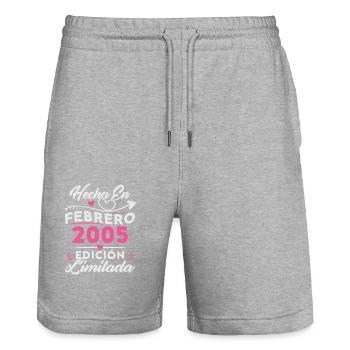 20. Geburtstag Frau 20 Jahre Made In 2005 Februar - Stanley/Stella Unisex Bio Joggingshorts Trainer  - Grau meliert - Vorne - Nik (191cm) & Marisol (170cm)