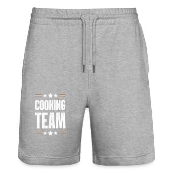 Cooking Team - Stanley/Stella Trainer Unisex Organic Jogging Shorts - heather grey - Front - Nik (191cm) & Marisol (170cm)
