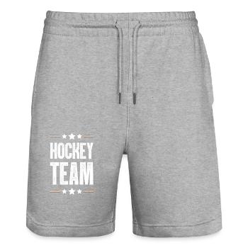 Équipe de hockey - Short de jogging bio TRAINER Stanley/Stella unisexe - gris chiné - Devant - Nik (191cm) & Marisol (170cm)