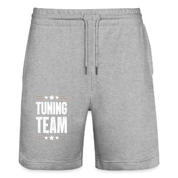 Tuning Team - Stanley/Stella Trainer Unisex Organic Jogging Shorts - heather grey - Front - Nik (191cm) & Marisol (170cm)