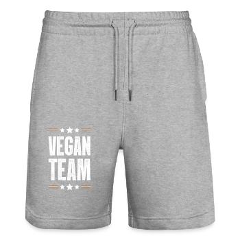 Vegan Team - Stanley/Stella Unisex Bio Joggingshorts Trainer  - Grau meliert - Vorne - Nik (191cm) & Marisol (170cm)