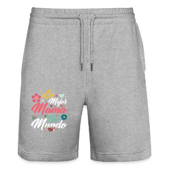 Le meilleur cadeau de maman au monde pour la fête des mères - Short de jogging bio TRAINER Stanley/Stella unisexe - gris chiné - Devant - Nik (191cm) & Marisol (170cm)