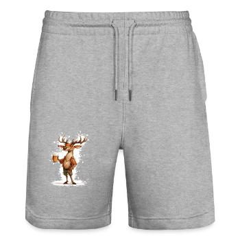 Hirsch Bier Lustig - Stanley/Stella Unisex Bio Joggingshorts Trainer  - Grau meliert - Vorne - Nik (191cm) & Marisol (170cm)