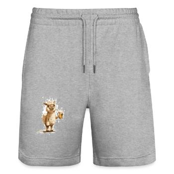 Alpaka Llama Bier Lustig - Stanley/Stella Unisex Bio Joggingshorts Trainer  - Grau meliert - Vorne - Nik (191cm) & Marisol (170cm)