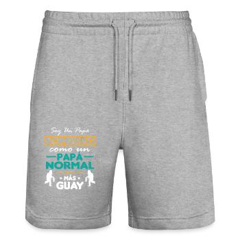Ich bin Feuerwehrmann Vater / Feuerwehrmann Vater - Stanley/Stella Unisex Bio Joggingshorts Trainer  - Grau meliert - Vorne - Nik (191cm) & Marisol (170cm)