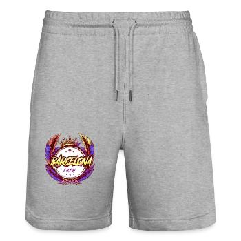 Équipage de Barcelone Coloré - Short de jogging bio TRAINER Stanley/Stella unisexe - gris chiné - Devant - Nik (191cm) & Marisol (170cm)