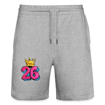 26 Zahl Krone - Stanley/Stella Unisex Bio Joggingshorts Trainer  - Grau meliert - Vorne - Nik (191cm) & Marisol (170cm)