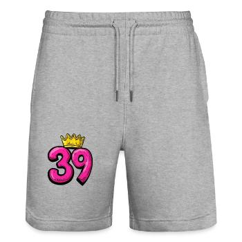 39 Zahl Krone - Stanley/Stella Unisex Bio Joggingshorts Trainer  - Grau meliert - Vorne - Nik (191cm) & Marisol (170cm)