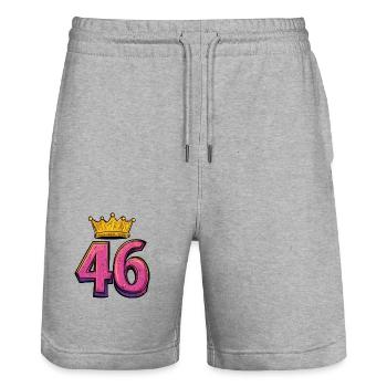 46 Number Krone - Stanley/Stella Trainer Unisex Organic Jogging Shorts - heather grey - Front - Nik (191cm) & Marisol (170cm)