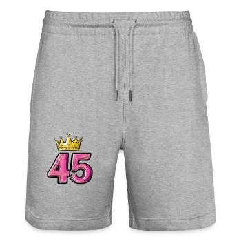 45 Number Crown - Stanley/Stella Trainer Unisex Organic Jogging Shorts - heather grey - Front - Nik (191cm) & Marisol (170cm)
