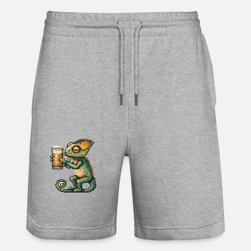 Chameleon Pixel Bier - Stanley/Stella Unisex Bio Joggingshorts Trainer - Grau meliert