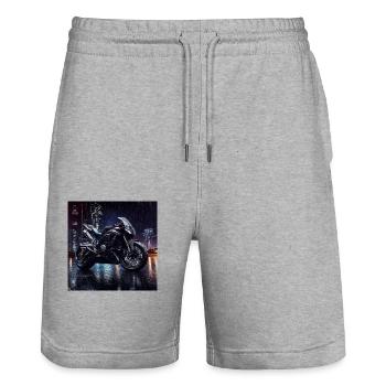 Motorcycle Digital Art - Stanley/Stella Trainer Unisex Organic Jogging Shorts - heather grey - Front - Nik (191cm) & Marisol (170cm)