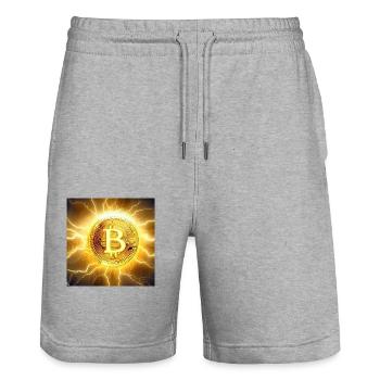 Bitcoin - Short de jogging bio TRAINER Stanley/Stella unisexe - gris chiné - Devant - Nik (191cm) & Marisol (170cm)