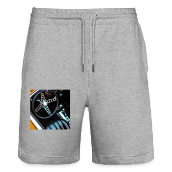 cooles vintage design eines Sport Autos - Stanley/Stella Unisex Bio Joggingshorts Trainer  - Grau meliert - Vorne - Nik (191cm) & Marisol (170cm)