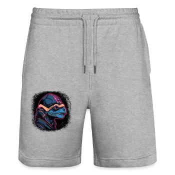 Birthday Present Idea Blue Sea Turtle Geek Gift - Stanley/Stella Trainer Unisex Organic Jogging Shorts - heather grey - Front - Nik (191cm) & Marisol (170cm)