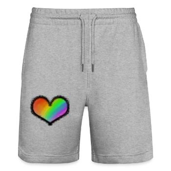 PRIDE LOVE - Stanley/Stella Trainer Unisex Organic Jogging Shorts - heather grey - Front - Nik (191cm) & Marisol (170cm)