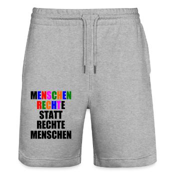 menschenrechte statt rechte menschen - Stanley/Stella Unisex Bio Joggingshorts Trainer  - Grau meliert - Vorne - Nik (191cm) & Marisol (170cm)