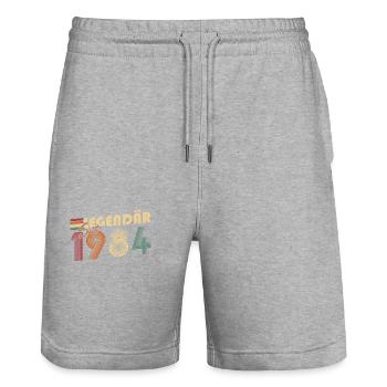 Legendär seit 1984 - Stanley/Stella Unisex Bio Joggingshorts Trainer  - Grau meliert - Vorne - Nik (191cm) & Marisol (170cm)