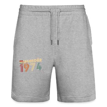 Legendary since 1974 - Stanley/Stella Trainer Unisex Organic Jogging Shorts - heather grey - Front - Nik (191cm) & Marisol (170cm)