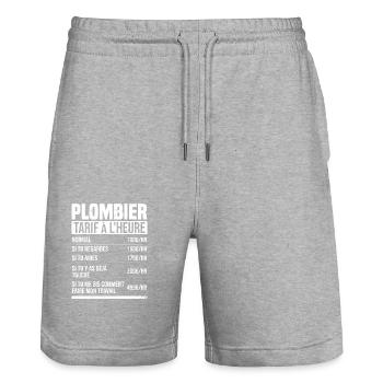Klempner Stundensatz Humor Geschenkidee - Stanley/Stella Unisex Bio Joggingshorts Trainer  - Grau meliert - Vorne - Nik (191cm) & Marisol (170cm)