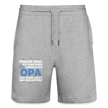 Ich habe einen verrückten Opa - Stanley/Stella Unisex Bio Joggingshorts Trainer  - Grau meliert - Vorne - Nik (191cm) & Marisol (170cm)