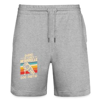 Wenn mich das Eis ruft, muss ich das Eishockey verlassen - Stanley/Stella Unisex Bio Joggingshorts Trainer  - Grau meliert - Vorne - Nik (191cm) & Marisol (170cm)