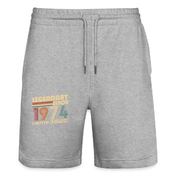 Legendary Since 1974 Vintage Birthday Gift - Stanley/Stella Trainer Unisex Organic Jogging Shorts - heather grey - Front - Nik (191cm) & Marisol (170cm)