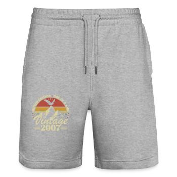 Vintage 2007 Birthday Gift Born in 2007 - Stanley/Stella Trainer Unisex Organic Jogging Shorts - heather grey - Front - Nik (191cm) & Marisol (170cm)
