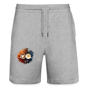 Kaffeezeit - design pour tous les plaisirs du café - Short de jogging bio TRAINER Stanley/Stella unisexe - gris chiné - Devant - Nik (191cm) & Marisol (170cm)
