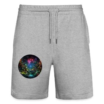 Dynamic Neon Journeys: Le monde de Neon Jungle - Short de jogging bio TRAINER Stanley/Stella unisexe - gris chiné - Devant - Nik (191cm) & Marisol (170cm)
