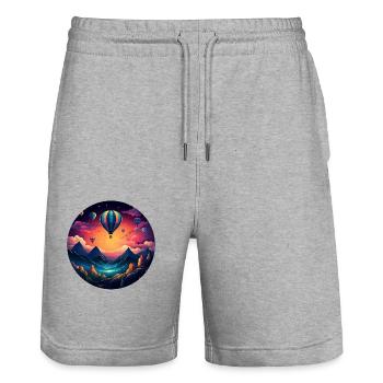 Retro adventures full of life: Your unique R - Stanley/Stella Trainer Unisex Organic Jogging Shorts - heather grey - Front - Nik (191cm) & Marisol (170cm)