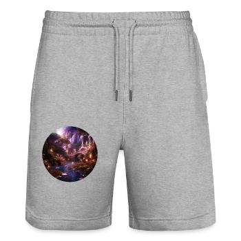Magical Star - Stanley/Stella Trainer Unisex Organic Jogging Shorts - heather grey - Front - Nik (191cm) & Marisol (170cm)