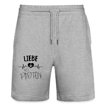 Liebe mit Pfoten - Stanley/Stella Unisex Bio Joggingshorts Trainer  - Grau meliert - Vorne - Nik (191cm) & Marisol (170cm)