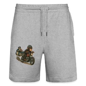 Verfolgungsjagd - Stanley/Stella Unisex Bio Joggingshorts Trainer  - Grau meliert - Vorne - Nik (191cm) & Marisol (170cm)