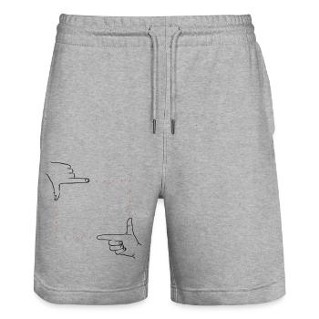 Handzeichen Bildausschnitt – 2 Farben - Stanley/Stella Unisex Bio Joggingshorts Trainer  - Grau meliert - Vorne - Nik (191cm) & Marisol (170cm)