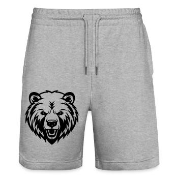 Tête de silhouette de grizzli d’ours - Short de jogging bio TRAINER Stanley/Stella unisexe - gris chiné - Devant - Nik (191cm) & Marisol (170cm)