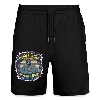 HipHop Design - Flowing with Love - Stanley/Stella Unisex Bio Joggingshorts Trainer  - Schwarz - Vorne - Nik (191cm) & Marisol (170cm)