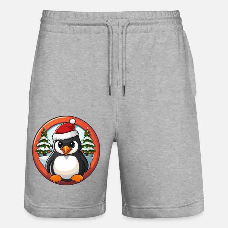 Noël des pingouins - Short de jogging bio TRAINER Stanley/Stella unisexe - gris chiné