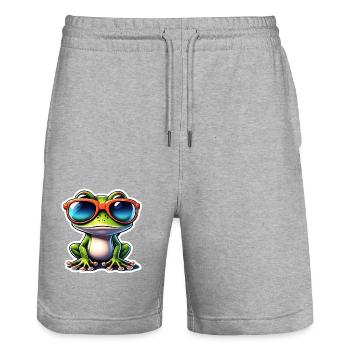 Frog / Animal / Quack / Toad / Pond / Hop - Stanley/Stella Trainer Unisex Organic Jogging Shorts - heather grey - Front - Nik (191cm) & Marisol (170cm)