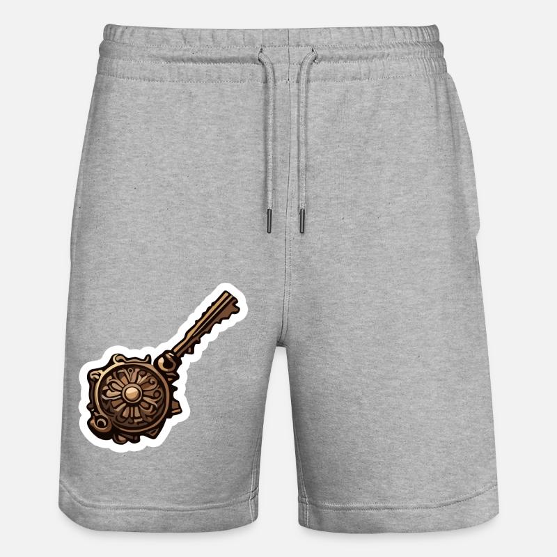 Key / Lock / Locked / Security - Stanley/Stella Trainer Unisex Organic Jogging Shorts - heather grey