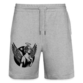 Angel Guardian Angel - Stanley/Stella Trainer Unisex Organic Jogging Shorts - heather grey - Front - Nik (191cm) & Marisol (170cm)