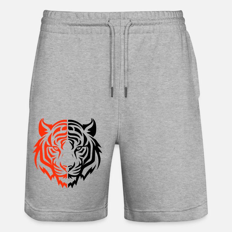 Tiger Kopf - Stanley/Stella Unisex Bio Joggingshorts Trainer  - Grau meliert