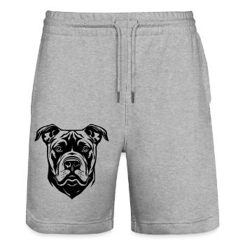Staffordshire Bull Terrier Dog Head - Stanley/Stella Trainer Unisex Organic Jogging Shorts - heather grey - Front - Nik (191cm) & Marisol (170cm)