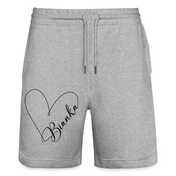 Bianka Name Herzlinie - Stanley/Stella Unisex Bio Joggingshorts Trainer  - Grau meliert - Vorne - Nik (191cm) & Marisol (170cm)