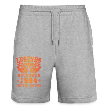 Legends were born in Dezember 1984 Geburtstag - Stanley/Stella Unisex Bio Joggingshorts Trainer  - Grau meliert - Vorne - Nik (191cm) & Marisol (170cm)