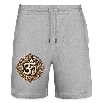 Om Logo Namah Shivaya Mantra Méditation Yoga - Short de jogging bio TRAINER Stanley/Stella unisexe - gris chiné - Devant - Nik (191cm) & Marisol (170cm)