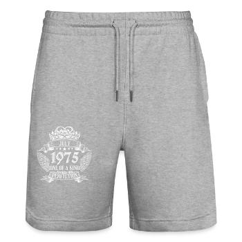 One of a Kind July 1975 Birthday - Stanley/Stella Trainer Unisex Organic Jogging Shorts - heather grey - Front - Nik (191cm) & Marisol (170cm)