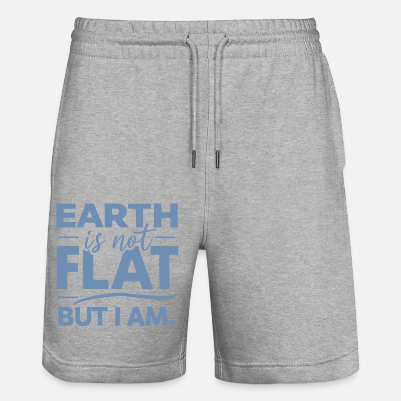 Satire Flat Earth Ironic Jokes - Stanley/Stella Trainer Unisex Organic Jogging Shorts - heather grey