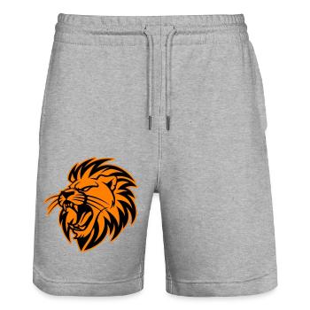 Lion Head Symbol Lion - Stanley/Stella Trainer Unisex Organic Jogging Shorts - heather grey - Front - Nik (191cm) & Marisol (170cm)