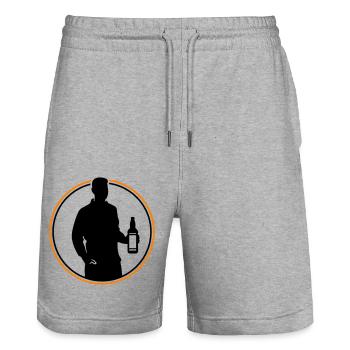 Drinker Silhouette Icon - Stanley/Stella Trainer Unisex Organic Jogging Shorts - heather grey - Front - Nik (191cm) & Marisol (170cm)